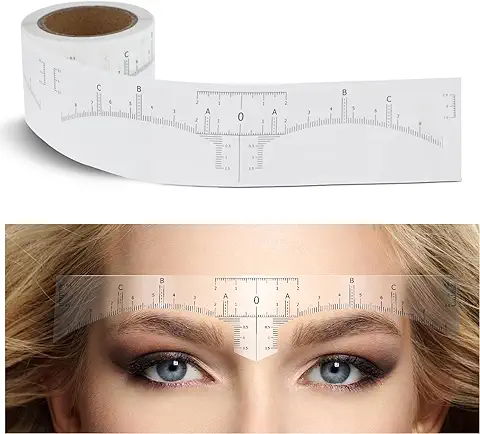 1 Rollo (50 Piezas) de Plantillas de Regla de Cejas – Abeillo Desechable Regla de Cejas, Plantilla de Microblading, Herramienta de Medición de Cejas, Herramienta de Mapeo de Cejas para Tatuaje  