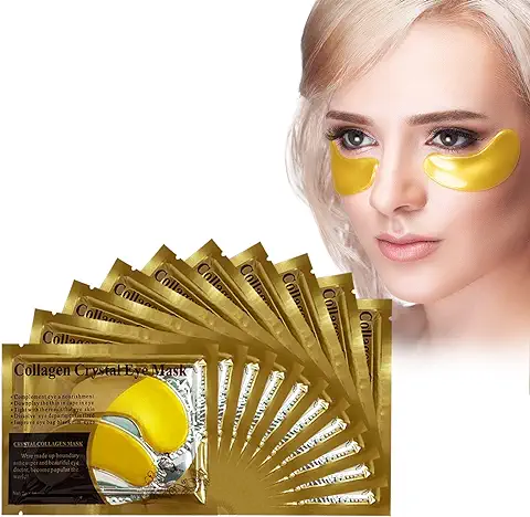 10 Pares Máscara para Los Ojos, Máscara de Colágeno para Ojos, 24 Quilates Parche Antienvejecimiento,Reduce las Bolsas bajo los Ojo,Antiedad para Ojeras,Patas de Gallo e Hinchazón  
