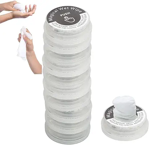 10 Toallitas Húmedas para Manos, Toallitas Comprimidas de Viaje, Separación Húmeda y Seca, Toallitas Húmedas Portátiles Desechables, Toallitas Húmedas para Exteriores  