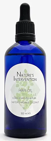 100% Natural ACEITE CRECIMIENTO DEL CABELLO - RICINO, ARGÁN, MACADAMIA, COCO + ROMERO, LAVANDA & CEDRO - 100 ml de NATURE'S INTERVENTION Promueve el Crecimiento del Cabello. Hidrata, Nutre, Protege.  