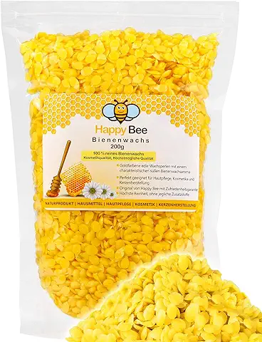 100% Puras Pastillas de cera de Abeja - 200 Gramos - Perfecto para la Producción de Cosméticos y Velas  