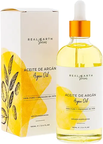 100ml Aceite de Argán 100% Puro, Natural y Prensado en Frío - Aceite de Argan para el Pelo, la Piel, y Uñas - Argan Oil para Tratamiento Anticaida y Tratamiento Antiedad  