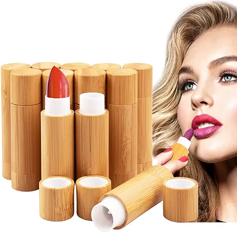 12 Piezas Tubo Balsamo Labio, Bálsamo Labial de Bambú Vacío Tubos, MERYSAN 5,5g Recargable DIY Envases de Labios Brillo, Estuche Desodorante para Mujeres Niñas Maquillaje  