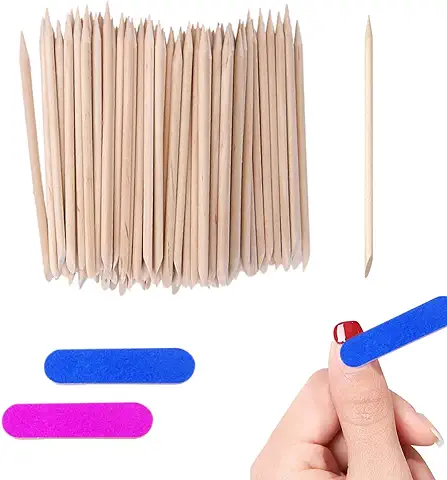 120 Picos De Manicura De Madera Con 2 Bandas De Frotamiento De Manicura De Color Doble Extremo Madera De Doble Extremo Naranja Palo De Madera Uñas Arte Herramientas Pedicura Cuidado De La Cutícula  