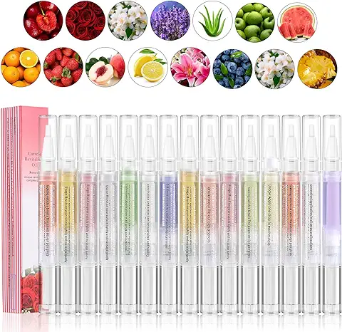 15 Pcs Aceite de Cuticulas Uñas, BolíGrafos de Aceite para Cutículas, Mezcla Sabores de Uñas, Revitalizante Juego de Aceite Cuticulas Uñas, Aceite Cuticulas para Reparar Agrietados y la Cutícula Secas  