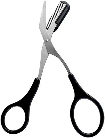 1PCS Tijeras Corte ceja Acero Inoxidable con Peine Plástico (desmontable) Depilación Pestañas ceja Herramienta Modelado Accesorios Bellez Maquillaje (Negro)  