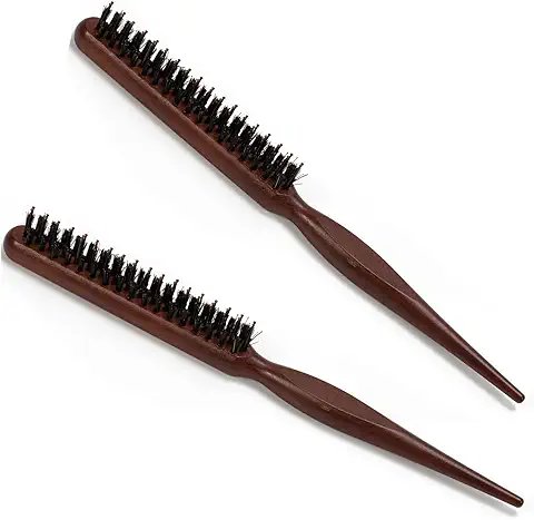 2 Cepillo Cerdas Naturales, Cepillo Cerdas Jabali, Peine Cerdas Jabali Cepillo Barba, Cepillo de Cerdas de Jabali, Cepillo Pelo Cerdas Jabali, Cepillo Cerdas de Jabali para Hombre Mujer (B)  