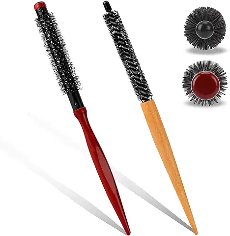 2 Cepillos Redondos Pequeños Profesionales para el Pelo, Minicepillo Redondo para Barba de 26 cm, Cepillo de pelo Redondo para Cabello Fino, Flequillo, Barba, Levantamiento de Rizos  