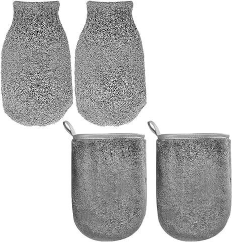 2 Guantes Exfoliantes, 2 Guantes de Limpieza Facial, Limpieza del Cuerpo y la Cara, Exfoliante, Limpio, Suciedad Muerta, Guantes Exfoliantes para Cuerpo, cara (gris)  