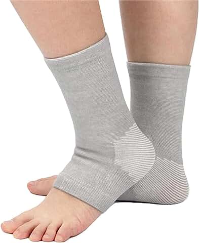 2 Pares de Compresas de Bambú para Pies, Tobilleras Plantares, Envolturas Antifatiga de Bambú, Compresas para pies para Hombres y Mujeres que Duermen (gris)  