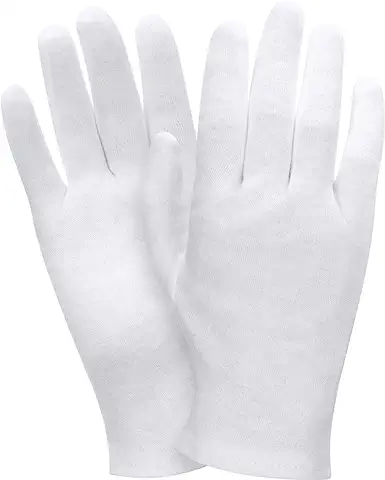 2 Pares de Guantes de Algodón Blancos Guantes Hidratantes Guantes Elásticos Suaves para Cuidar el Piel Guantes de Trabajos para Mujeres Manos Secos Inspección de Joyas y Más, Talla Única para Mayoría  