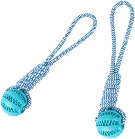 2 Piezas 6cm Pelota para Perros Indestructible, Pelota con Cuerda para Perros, Pelota Interactiva de Juguete para Perros para Perros Grandes Y Pequeños Cuidado Dental Buscar Atrapar  
