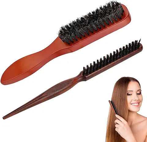 Leikedun 2 Piezas Cepillo Cerdas Jabali, Cepillo para Barba, Peine de Cerdas de Jabalí Natural,Peinado de Barba, Cepillo Para el Cabello Ondulado, seco o Dañado, Reduciendo la Rotura del Cabello  
