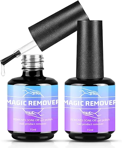 2 Piezas Magic Gel Nail Polish Remover,15ML Removedor de Esmalte de Uñas,Removedor Esmalte Permanente Semipermanentes,Quitaesmaltes De Uñas,Se Quita En 3-5 Minutos sin Dañar-Rápido Y Fácil  