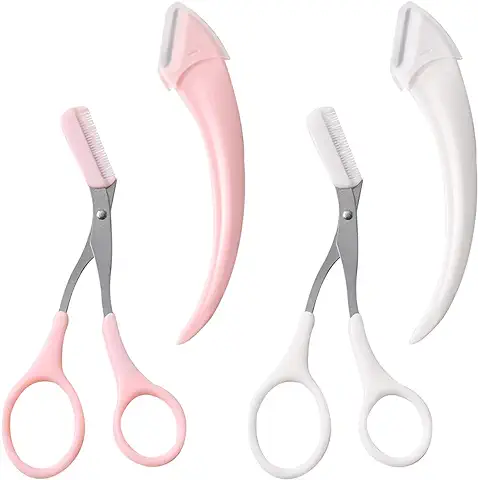 2 Tijeras Recortadoras de Cejas con Peine, con 2 Recortadoras de Menisco para Cejas, Herramientas Finas para Recortar Cejas, Cuchillas de Acero Inoxidable, Aptas para Maquillaje, Belleza, Hogar  