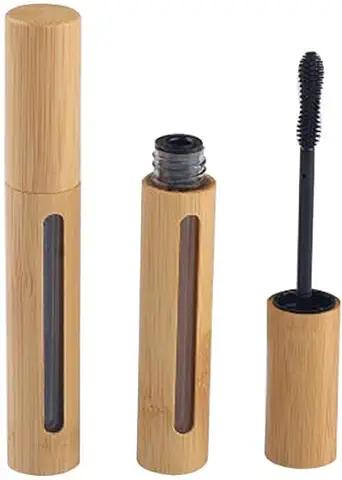 2 Tubos de 6 ml de Bambú Ecológico para Máscara de Pestañas con Interior de Plástico – Recambio Vacío para Cosméticos, Maquillaje, Contenedor de Almacenamiento con Tapón Interior  