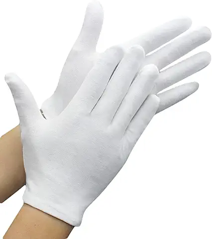 20 Pares Guantes Blancos Algodon, Guantes Blancos Lavables, Guantes Algodon Dermatologicos, Guantes De AlgodóN para Uso En JoyeríAs, Ceremonias, Trabajos MecáNicos  
