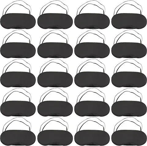 20 Piezas de Máscara de Ojos Antifaz de Ojos para Dormir Juego Viaje con Almohadilla de Nariz (Negro)  