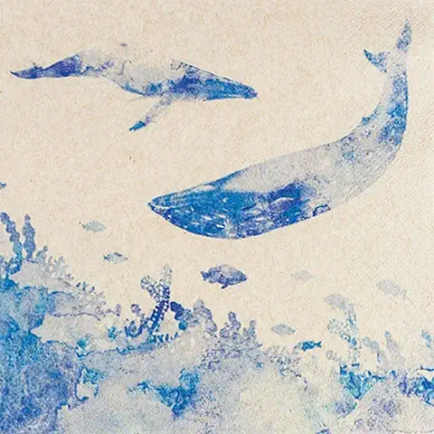 20 Servilletas Eco Line Sostenibles de Papel Reciclado 100% Ballenas en el mar | Marítimo | mar | mar | Océano | Animales | Verano | Decoración de mesa 33 x 33 cm  