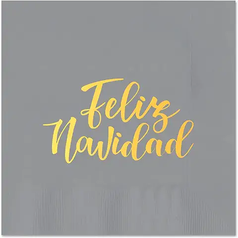 20 Unidades. Servilleta Mini "Feliz Navidad" 25 x 25 cm. Servilleta de Papel Biodegradables para Navidad y Nochevieja Color Plata, 100% Reciclables. Perfectas para Celebraciones y Eventos.  