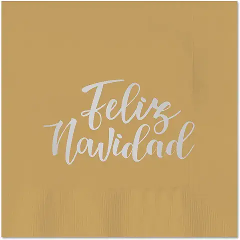20 Unidades. Servilleta Mini "Feliz Navidad" 25 x 25 cm. Servilleta de Papel Biodegradables para Navidad y Nochevieja Color oro, 100% Reciclables. Perfectas para Celebraciones y Eventos.  