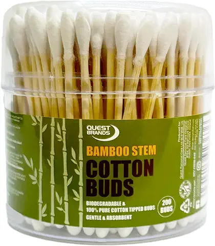 200 Bastoncillos de Algodón de Bambú Biodegradables y Compostables para el Oído Ecológico Q Tips Hisopo para Heridas Sanitarias Limpieza de Oídos Maquillaje  