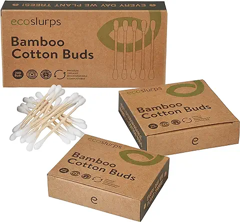 200 Brotes de Algodón de Bambú de EcoSlurps -m Un árbol Plantado con cada Venta | Hisopos de Maquillaje de Madera Compostable Orgánico  