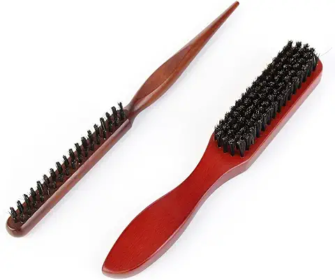 2pcs Cepillo de Pelo, Cepillos con Cerdas de Jabalí Naturales, Peine de Pelo para Mujeres, Hombres, Cepillo de Cabello Barba Desenredar y Peinar Reducir el Encrespamiento y la Rotura  