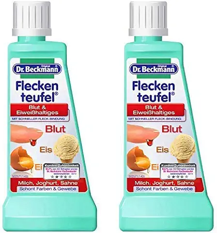 2x Dr. Beckmann Fleckenteufel Sangre & Eiweisshaltiges, Hielo, Huevo, Leche Yogur, Crema (2x 50 Ml) en el Suzanjas Pack Doble  