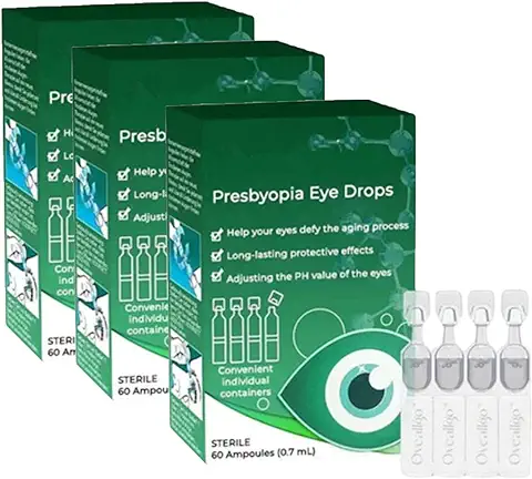 3 Cajas de Gotas para los ojos Oveallgo Presbyopia Visionrestore, Gotas para el Tratamiento de Recuperación de la Presbicia Oveallgo, para el Cuidado de los ojos  