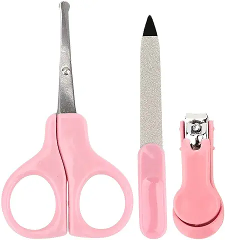 3 en 1 Kit de Cuidado de Bebé, Set de Manicura para Bebés con Tijeras para Uñas Nail Clipper y Lima de Uñas para Recién Nacidos Patojo de Uñas Cuidado de Uñas(Pink)  