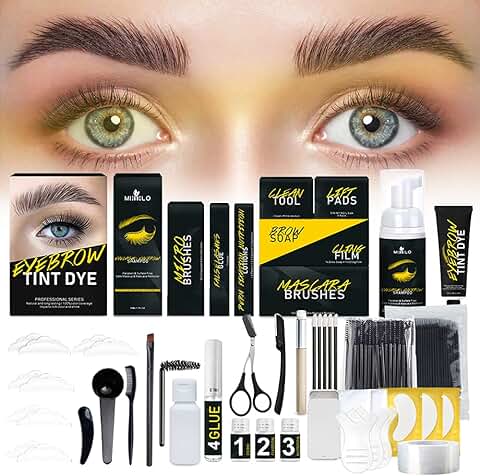 3 in 1 Kit de Permanente de Pestañas,ZOLGINAH DIY Lash Lift,Brow Lamination Kit y Kit de Tinte de Pestañas con Accesorios,Jabón para Peinar las Cejas,Kit de Elevación de Pestañas para Salón,Castaño  