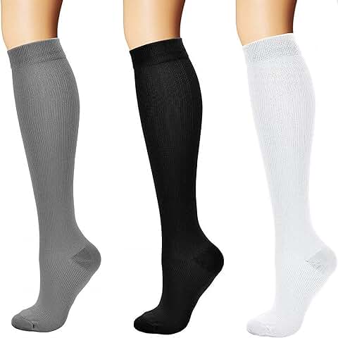 3 Medias de Compresión Hasta la Rodilla, para Hombre y Mujer  