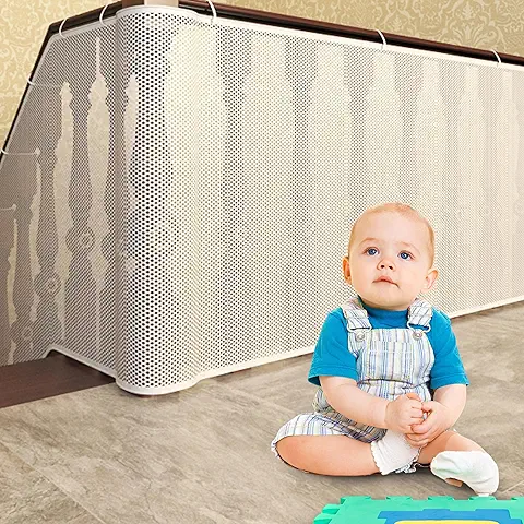 3 Metros Red de Seguridad Infantil, Red de Protección Contra Caídas para Escaleras, Barandillas de Balcones y Vallas, Robusta y Ajustable para Niños, Mascotas, Juguetes, 3*0,9 Metros Blanco, amo Nenes  