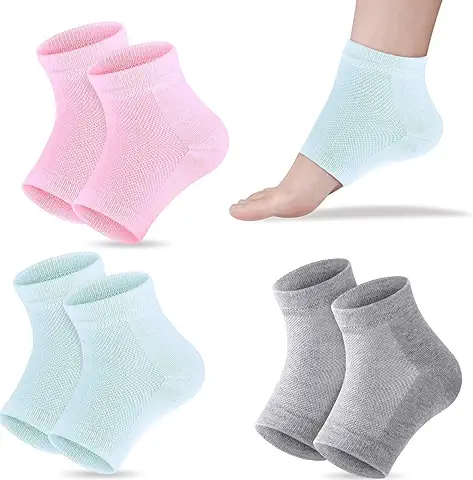 3 Pares de Calcetines Hidratantes, Calcetines de gel para Talones, Calcetines Suaves de gel para el Talón Abiertos para la piel seca y dura Agrietada, Hidratar la piel del día  