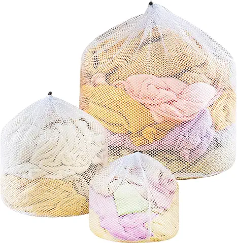 3 Piezas Bolsa Lavadora，Bolsa Malla Lavanderia，bolsa ropa Sucia，Bolsa Calcetines Lavadora Reutilizable，para Lavadora Blusa Ropa Interior Sujetador Calcetines，Colegio, Dormitorio  