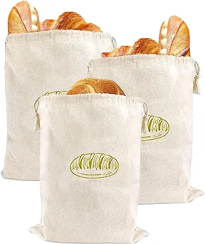 3 Piezas Bolsa Pan, Bolsas Pan Lino Reutilizables, Casero Bolsa de Cordón Almacenamiento de Alimentos, Bolsas De Tela Bonitas Para Compra Verduras Y Frutas Pan Papa Almacenamiento Bolsa Tela  