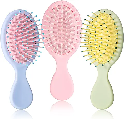 3 Piezas de Mini Cepillo de Pelo Suave Cepillo para Desenredar Pelo Sin Tirones Mini Cepillo Desenredante de Viaje Cepillo para Deslizar Cabello con Facilidad (Set de Colores Brillantes)  