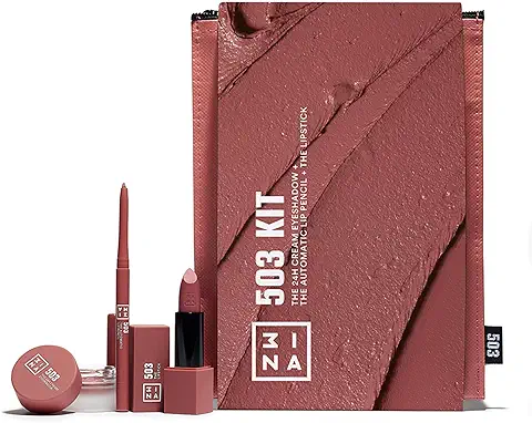 3INA MAKEUP - The 503 Kit - Nude - 3 Nudetöne in Einem Set - The Lipstick 503 + The Automatic Lip Pencil 503 + The 24h Cream Eyeshadow 503 - Hochpigmentierte Matte Formeln - Vegan - Cruelty Free  