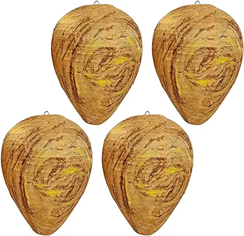 4 Piezas de nido de Avispa, Señuelos Avispones Colgantes, nido de Avispas Impermeable, para Casas y Jardines al aire Libre Se Utiliza para Repeler Avispas  