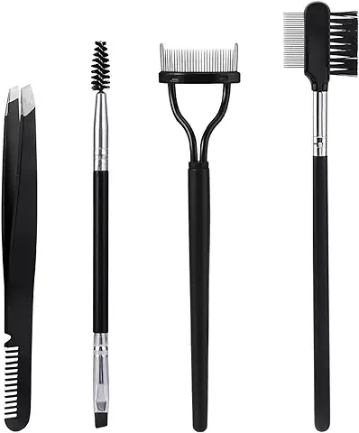 4 Piezas Kit de Cepillo Pestañas, 1x Cepillo Cejas 1x Cepillos de Pestañas 1x Peine Cejas y 1x Pinza Cejas para Cejas Maquillaje  
