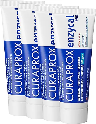 4x Curaprox Enzycal Pasta de Dientes 950ppm Fluoruro 75ml Tubo (4x 75ml)  