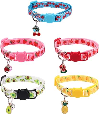 5 Collar Gatos Collares Ajustables para Gatos de 18-30 cm Collares para Gatitos con Cascabeles Seguridad de Liberación Rápida Collar para Mascotas Pequeñas Collar de Gatos para Gatito Cachorro Perros  