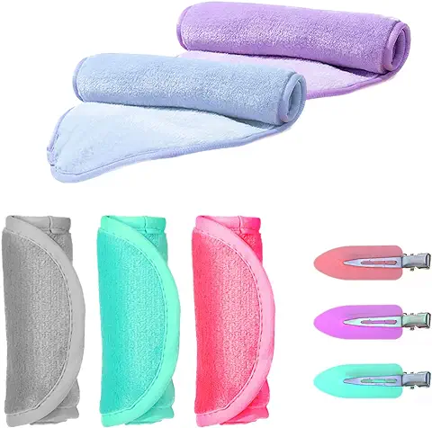 5 Toallas Desmaquillantes, 3 Pinzas para el Cabello, Paños Faciales de Franela, Toallas Reutilizables, todo tipo de Piel, para Limpieza Facial, Pinzas para el Cabello que no Manchan  