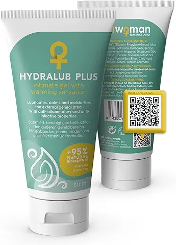 50 ml Gel Intimo Mujer Hidratante Efecto Calor - Alivio SEQUEDAD VAGINAL EXTERNA Externa - Con + 95% Ingredientes Naturales Aloe Vera + Te Verde - Uso Externo  