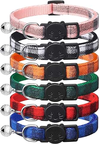 6 Piezas Collar Gato con Cascabeles - Collares para Gatos con Hebilla de Seguridad de Liberación Rápida,Ajustable 18-30cm,Collar Gato Antiahogo,Regalos para Mascotas,Accesorios  