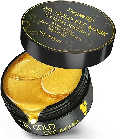 60 Pcs Parches Ojos, Parches Ojeras 24k, Colageno Parches Contorno de Ojos, Eliminar Parches Ojos Bolsas y Ojeras, Patas de Gallo e Hinchazón, Hidratante  