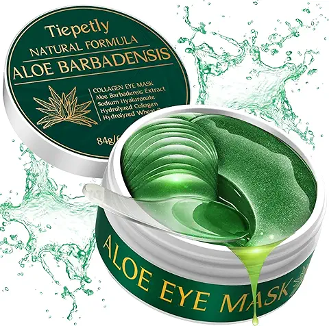 60 Pcs Parches Ojos, Parches Ojeras Aloe Vera, Colageno Parches Contorno de Ojos, Eliminar Parches Ojos Bolsas y Ojeras, Patas de Gallo e Hinchazón, Hidratante  