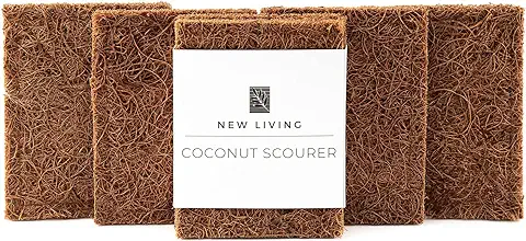 8 Estropajo de Coco, Fregadores de Platos, Protección de Caucho de Látex Natural, Respetuoso con el Medio Ambiente, Biodegradable, Producto Natural, Antiarañazos  