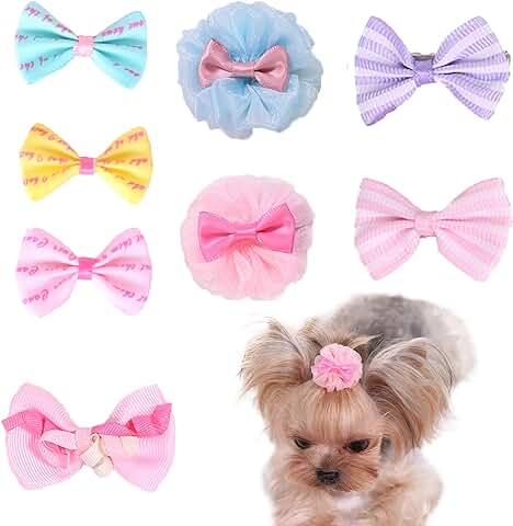8 Pcs Mascotas De Horquilla Lazos para El Pelo De Mascotas Pinzas para El Pelo para Perros Accesorios para El Cabello Lazos para El Pelo De Perro Pet Topknot Accesorios para El Cuidado De Mascotas  